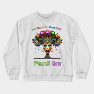 "Nostalgic Mardi Gras Revelry: Retro Beads Extravaganza" - Cajun Party New Orleans Crewneck Sweatshirt